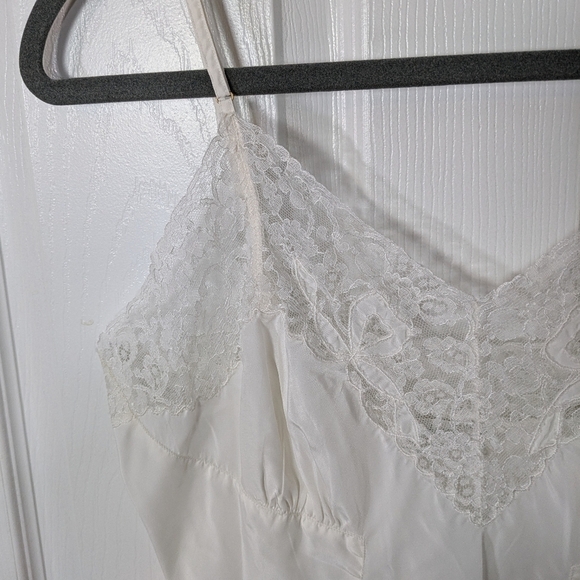 Vintage 50s Barbizon Crepe Remarque Lace Trim White Slip Dress Size 14 Miss - Picture 6 of 8